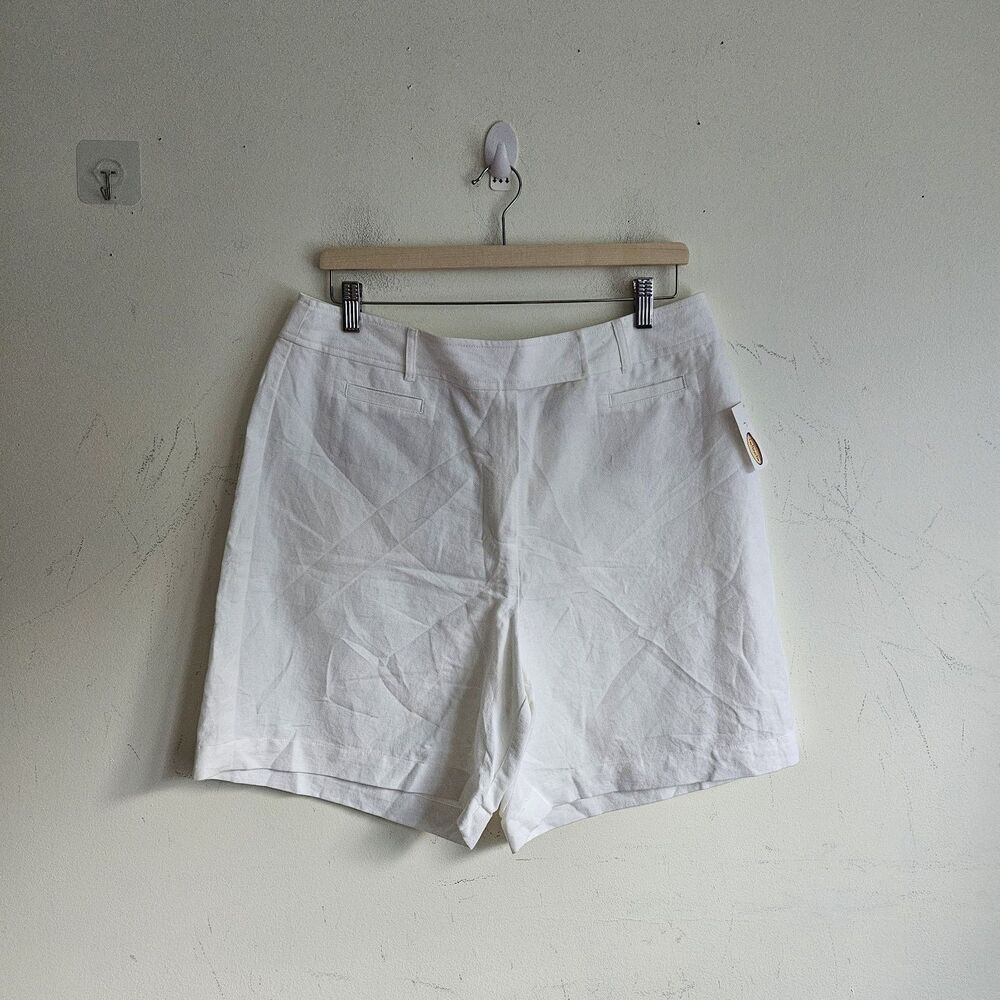 NWT Vintage Talbots White Linen Blend Utility Mom Shorts Size 14 Coastal...